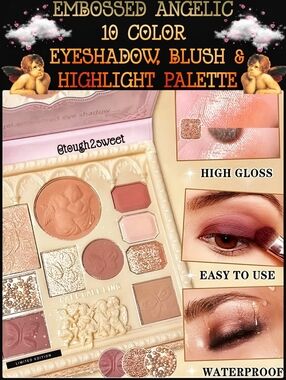 🆕EMBOSSED ANGELIC 10 COLOR EYESHADOW, BLUSH & HIGHLIGHT PALETTE